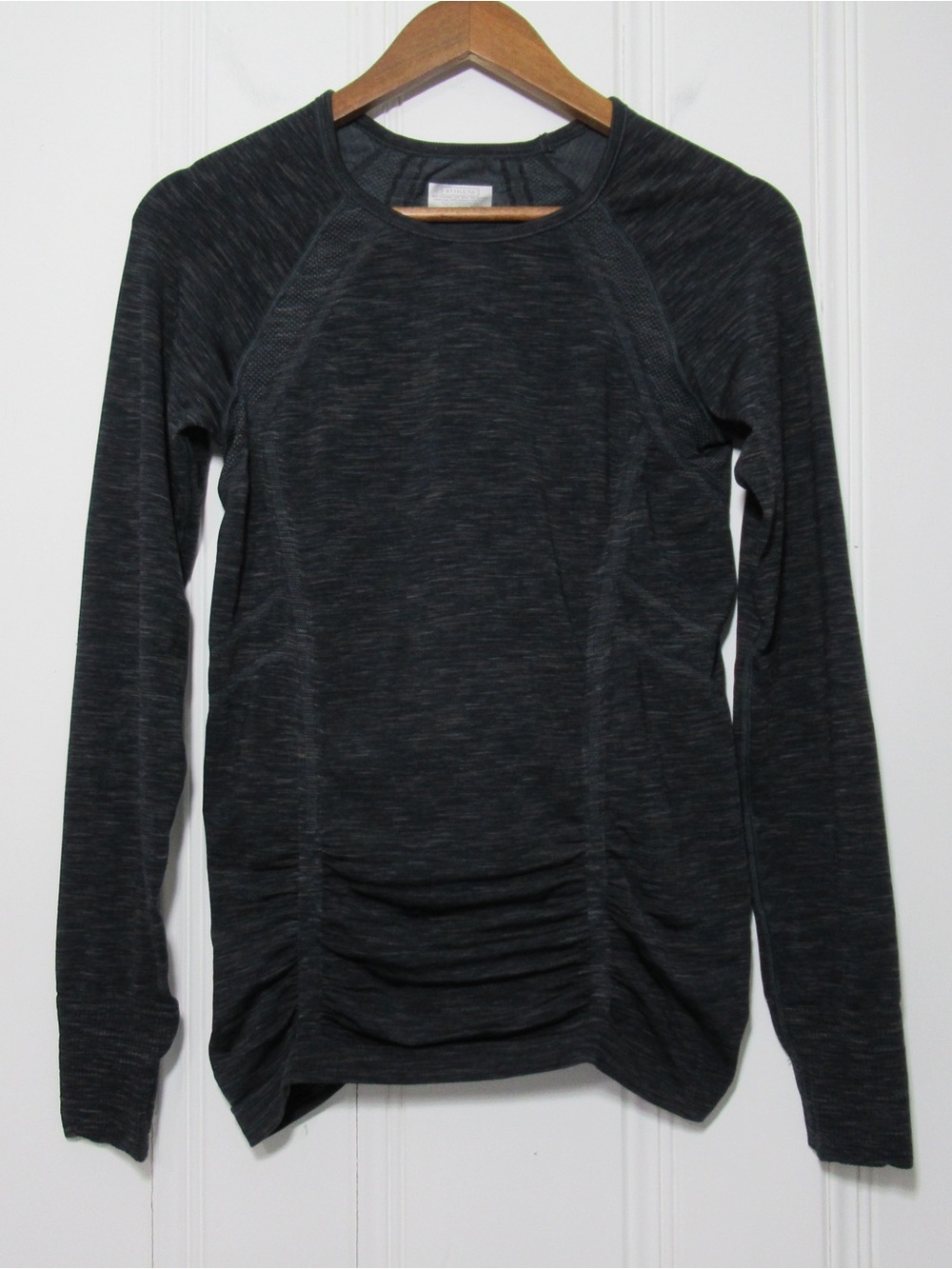 Athleta Gray Long Sleeve Ruched Top Size Medium